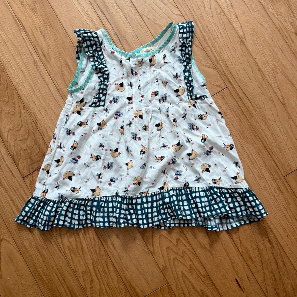 Matilda Jane White and Blue Bird and Bug Print Blouse